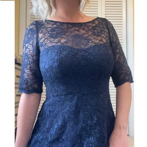 David’s Bridal Christmas Holiday Sweetheart Dark Blue Lace A-line Dress Size 10